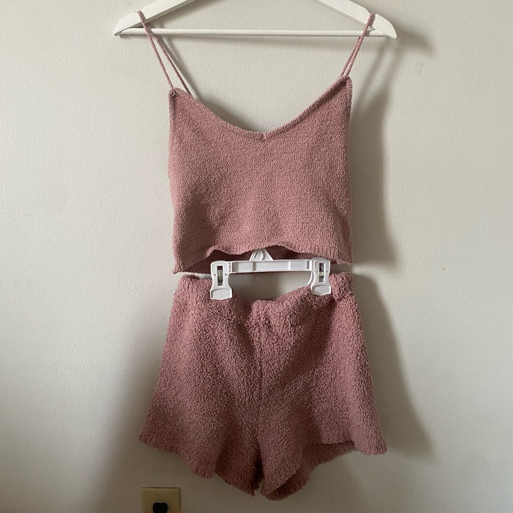 Garage Blush Pink Fuzzy Pajama Set